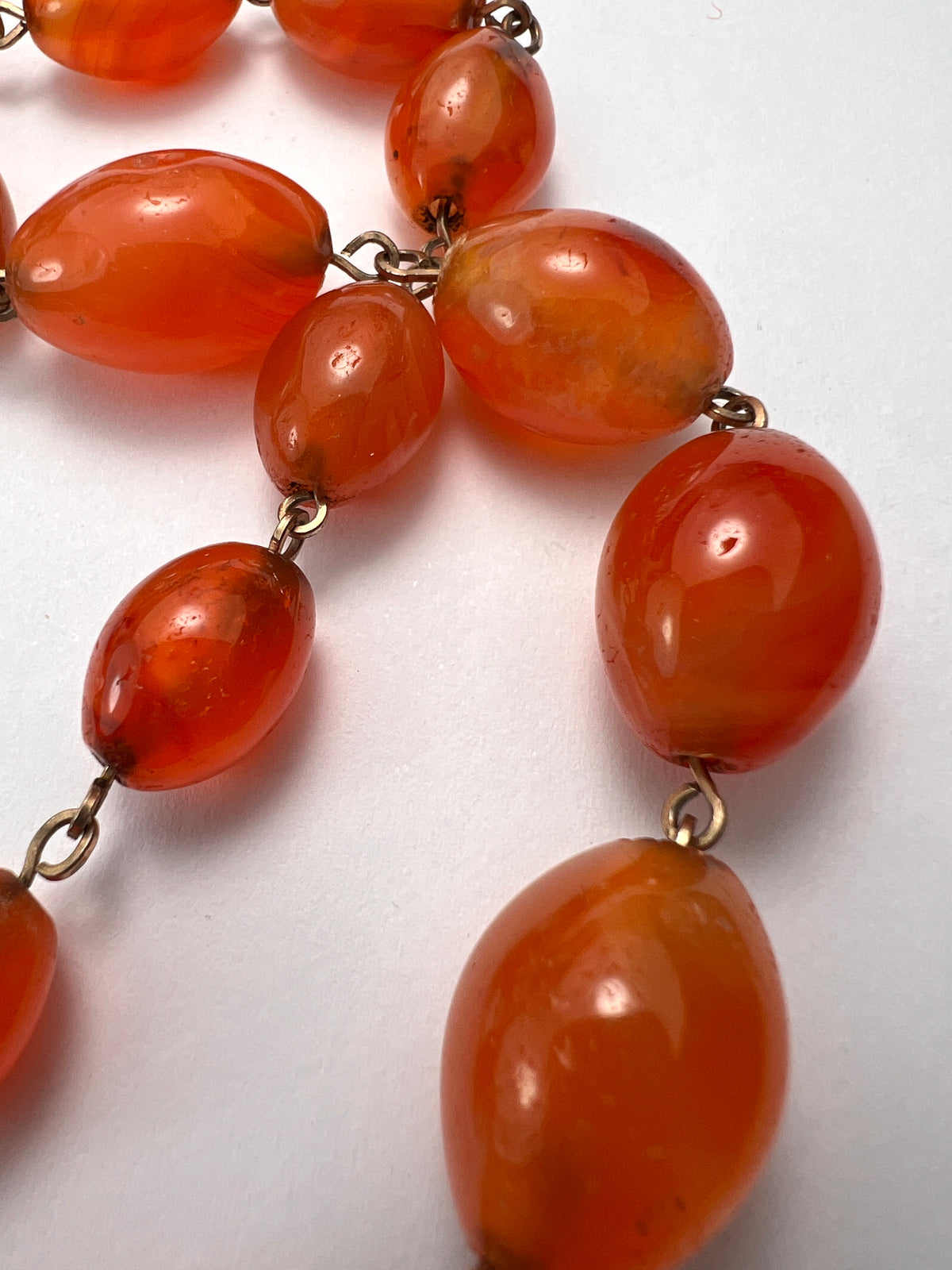 Art Deco Carnelian Agate Graduated Bead Necklace