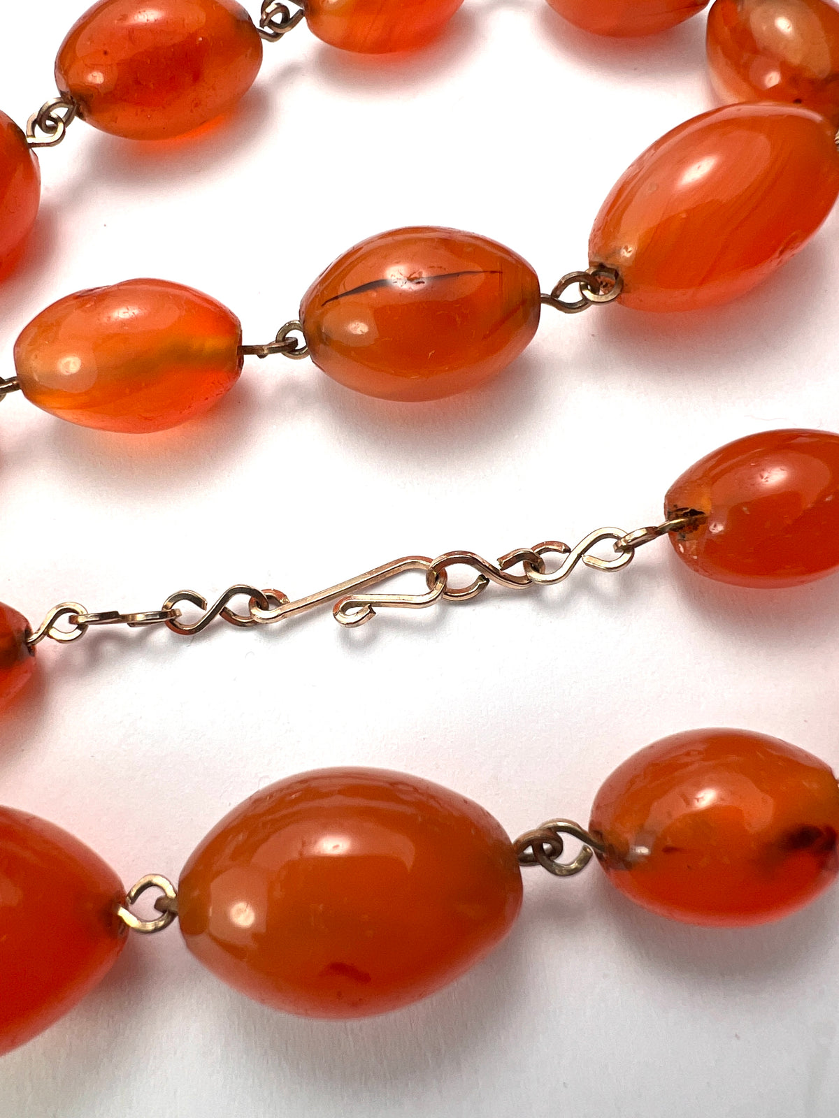 Art Deco Carnelian Agate Graduated Bead Necklace