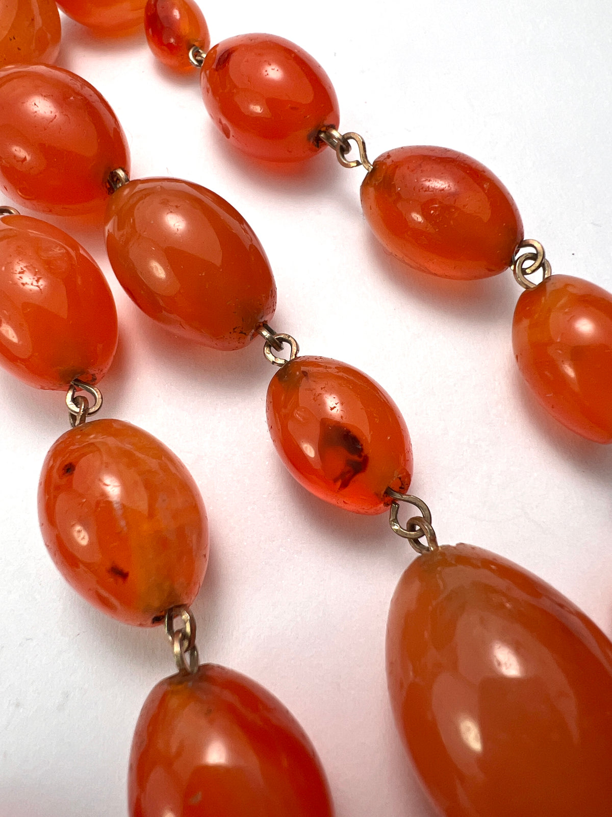 Art Deco Carnelian Agate Graduated Bead Necklace
