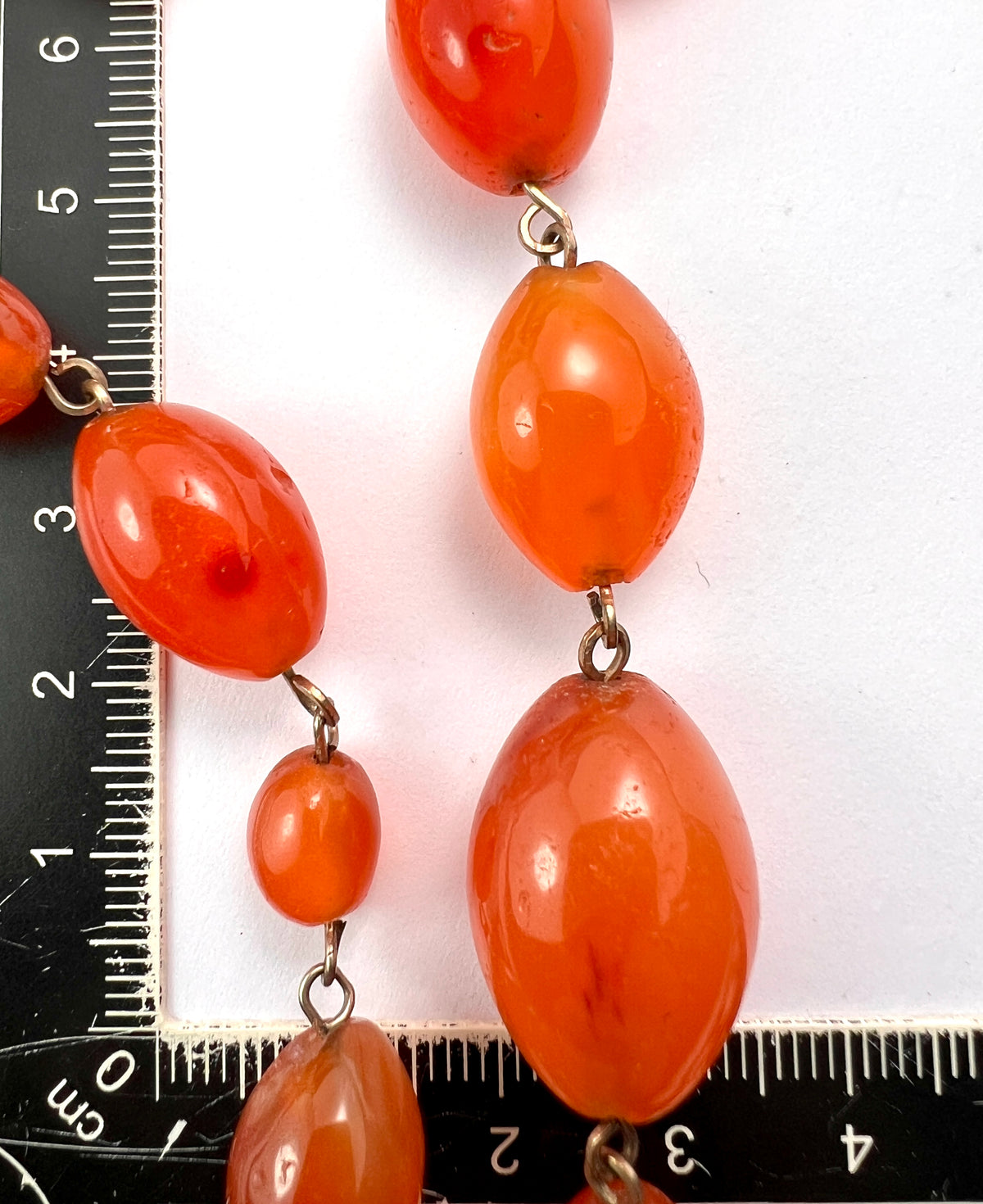 Art Deco Carnelian Agate Graduated Bead Necklace