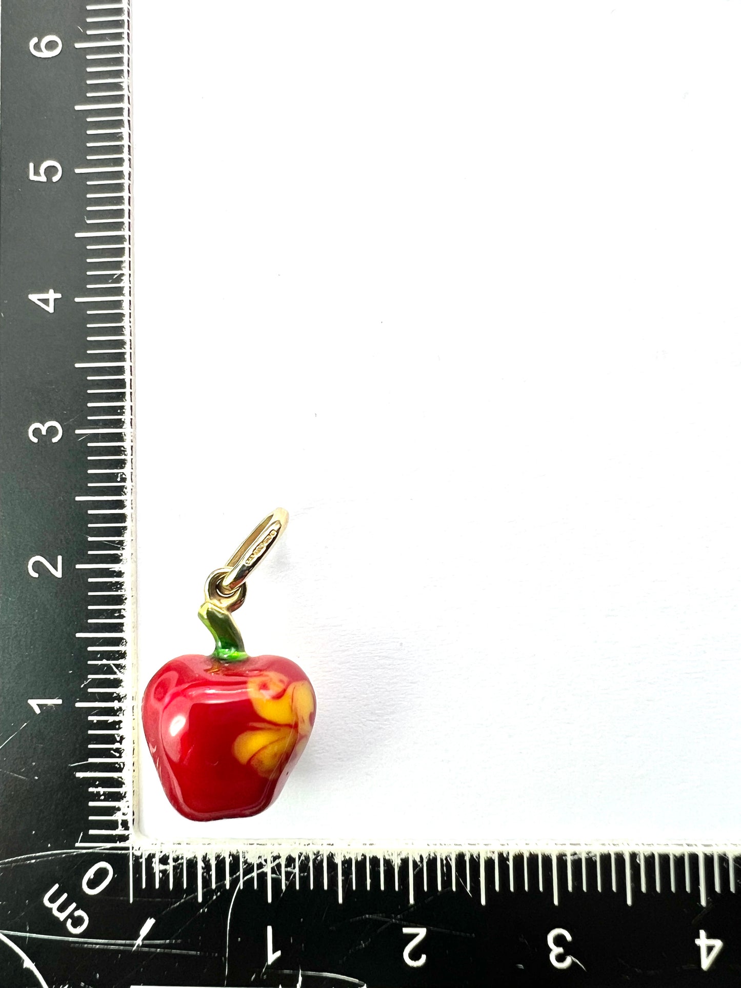 Small Vintage 9CT Gold Enamel Apple Charm