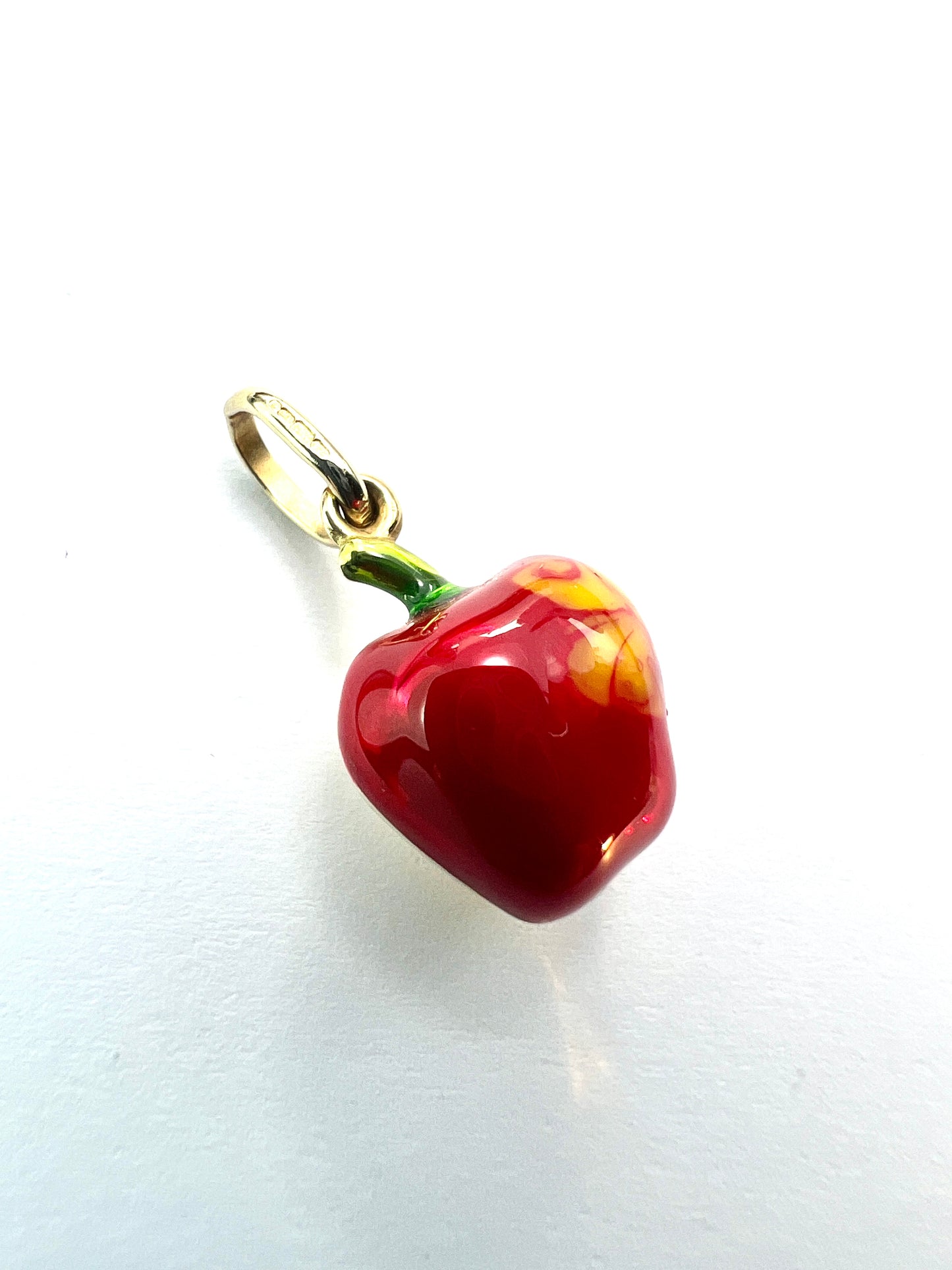 Small Vintage 9CT Gold Enamel Apple Charm