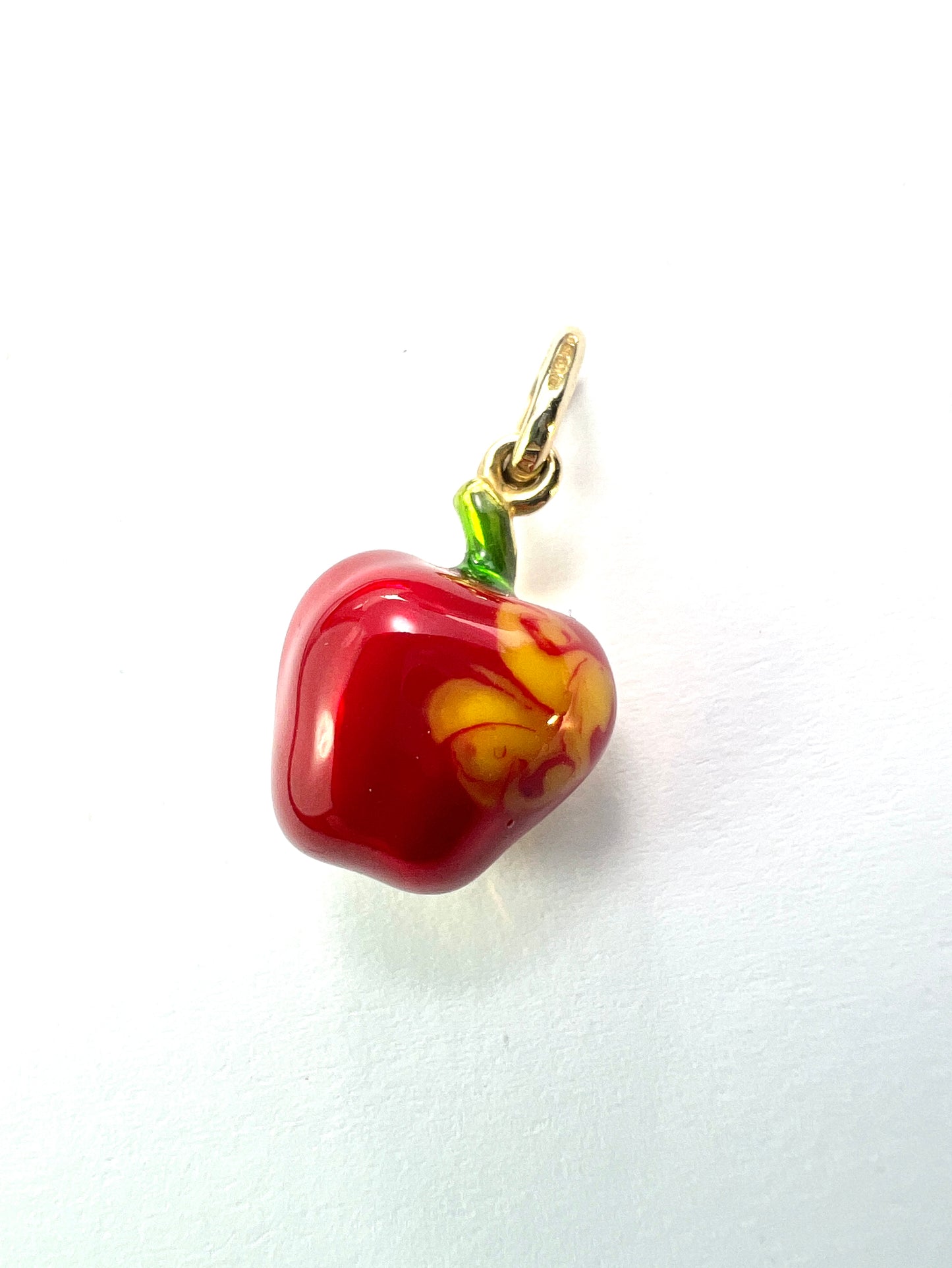 Small Vintage 9CT Gold Enamel Apple Charm