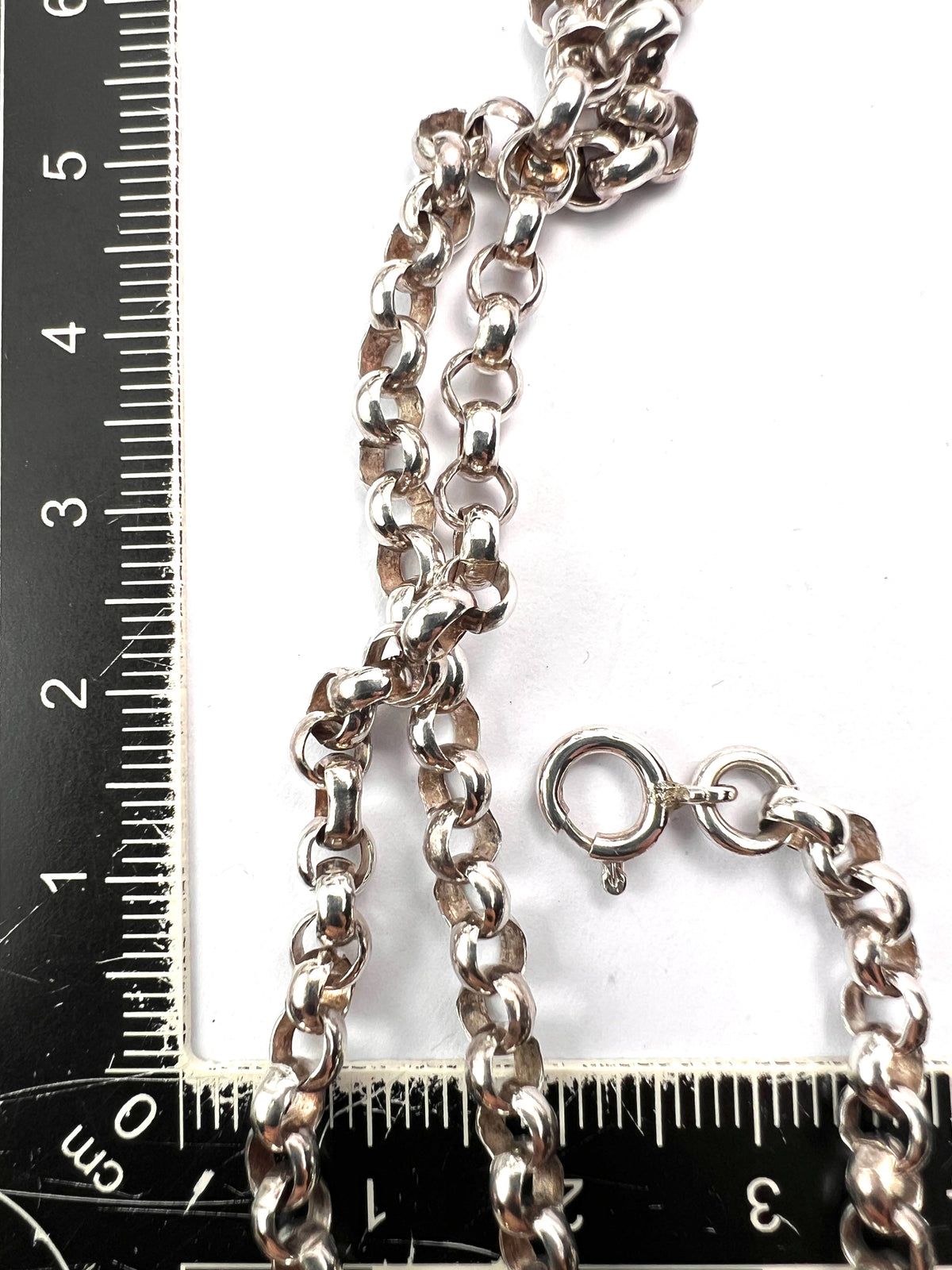 Chunky Vintage Sterling Silver Belcher Rolo Chain Necklace