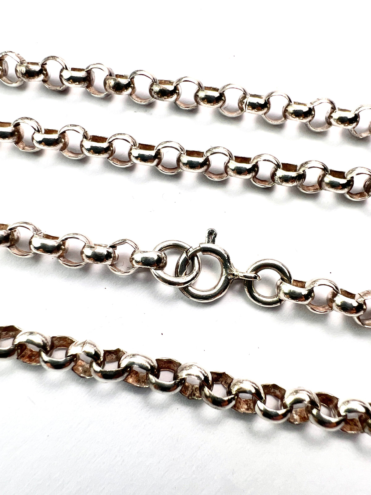 Chunky Vintage Sterling Silver Belcher Rolo Chain Necklace