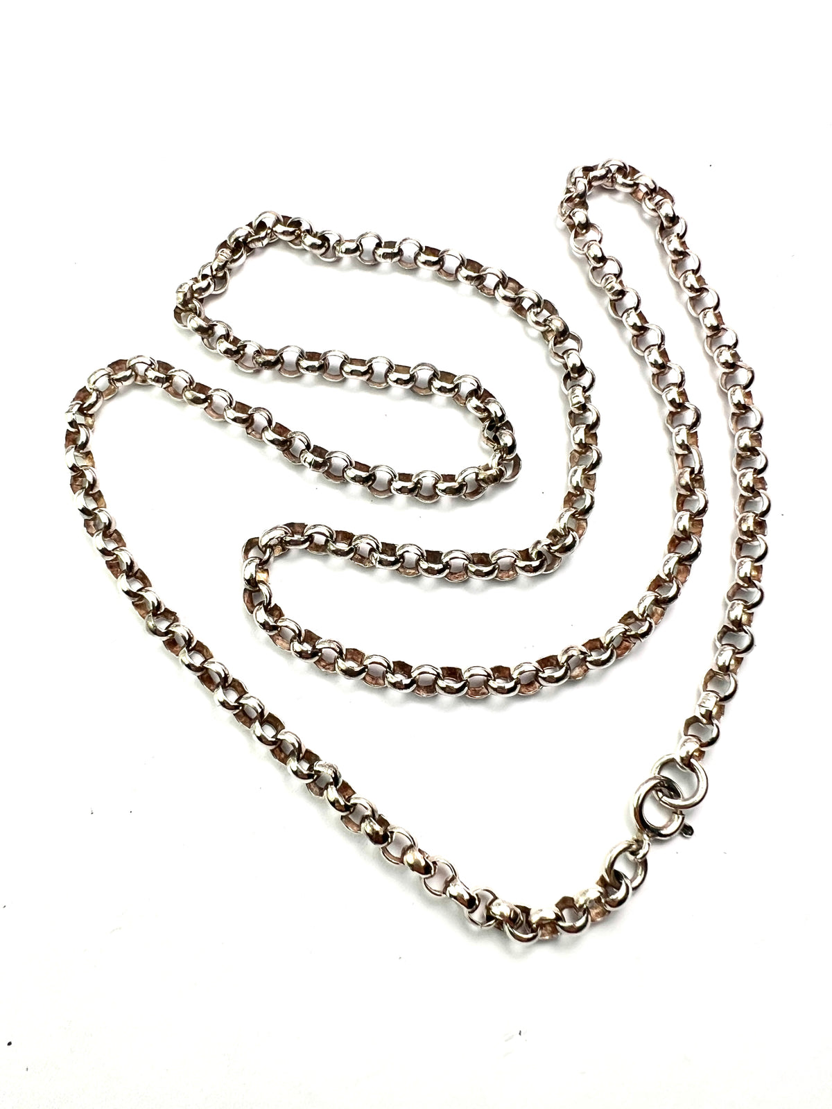 Chunky Vintage Sterling Silver Belcher Rolo Chain Necklace