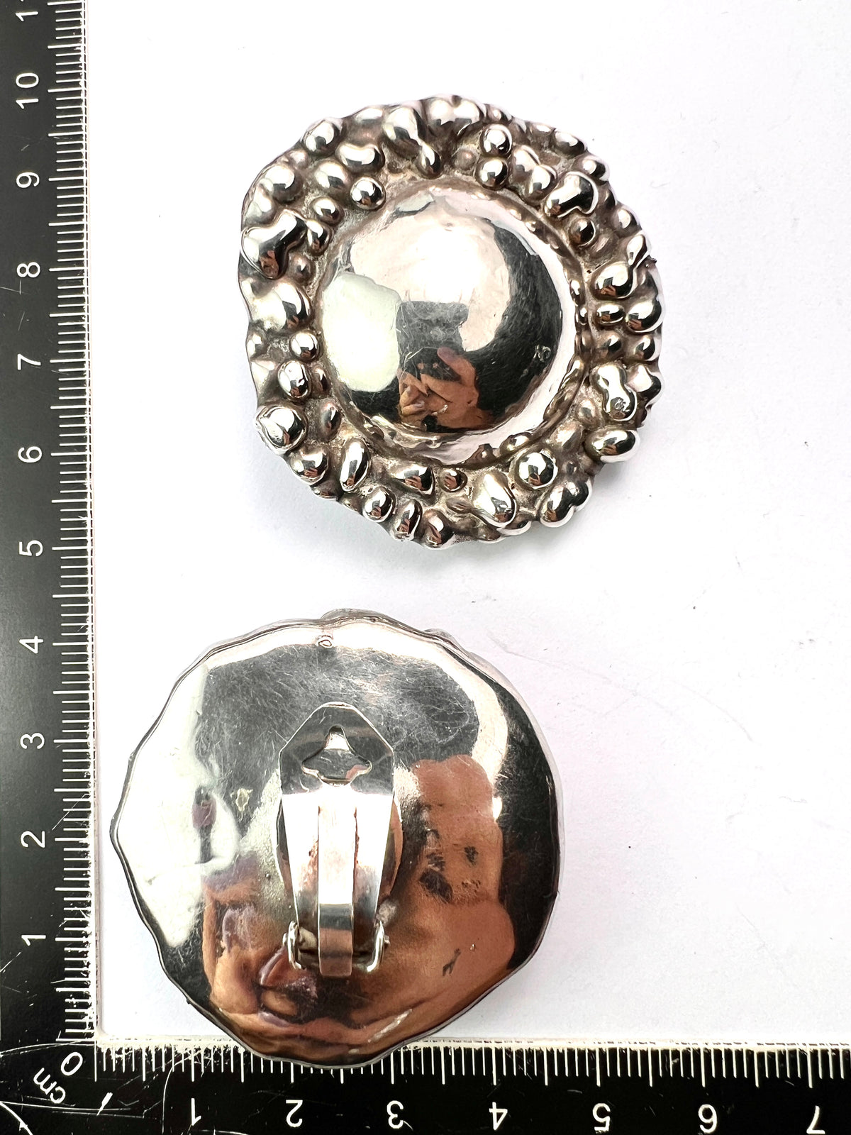 Huge Vintage Retro Hallmarked Silver Clip-on Earrings