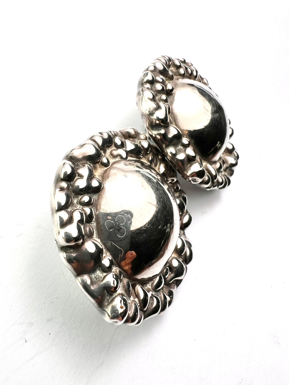Huge Vintage Retro Hallmarked Silver Clip-on Earrings