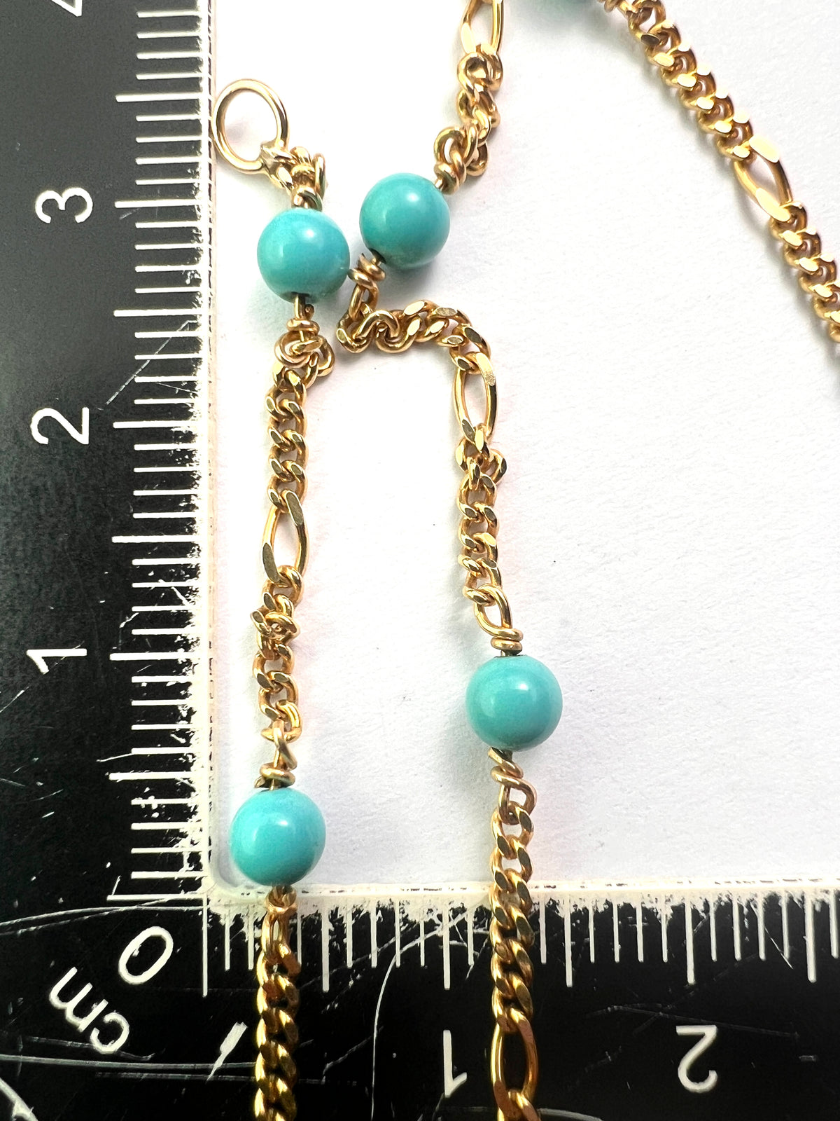 Vintage 14CT Gold Turquoise Station Chain Necklace