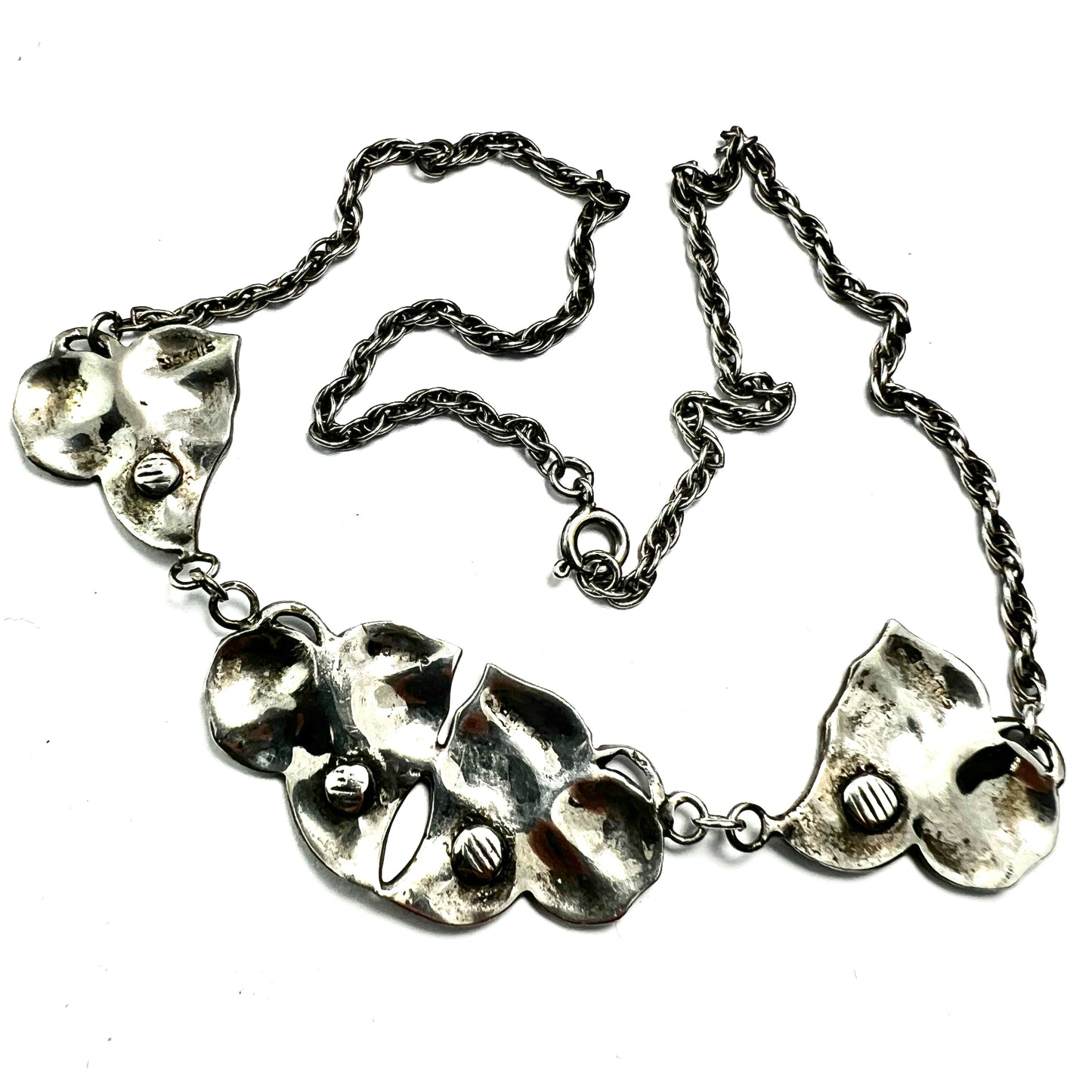 Art Deco Silver Marcasite Leaf Necklace