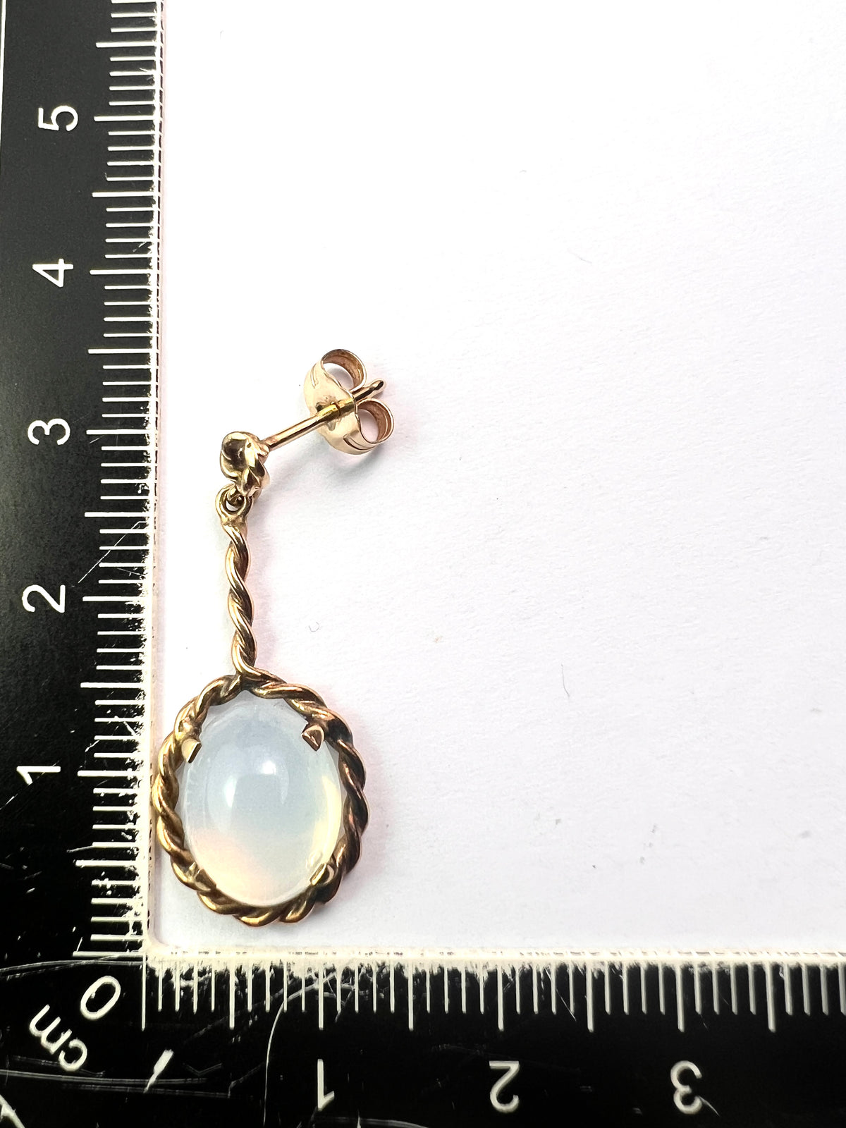 Vintage 14CT Gold Moonstone Twist Earrings