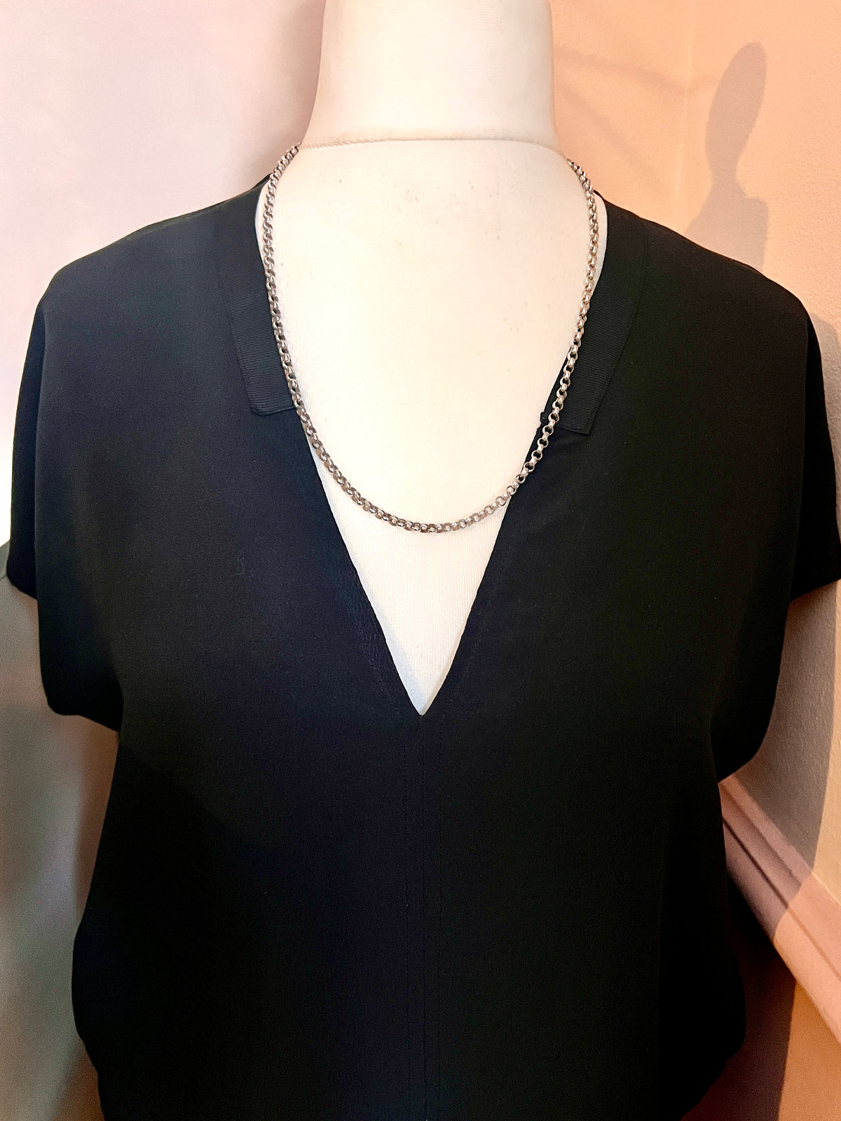 Chunky Vintage Sterling Silver Belcher Rolo Chain Necklace