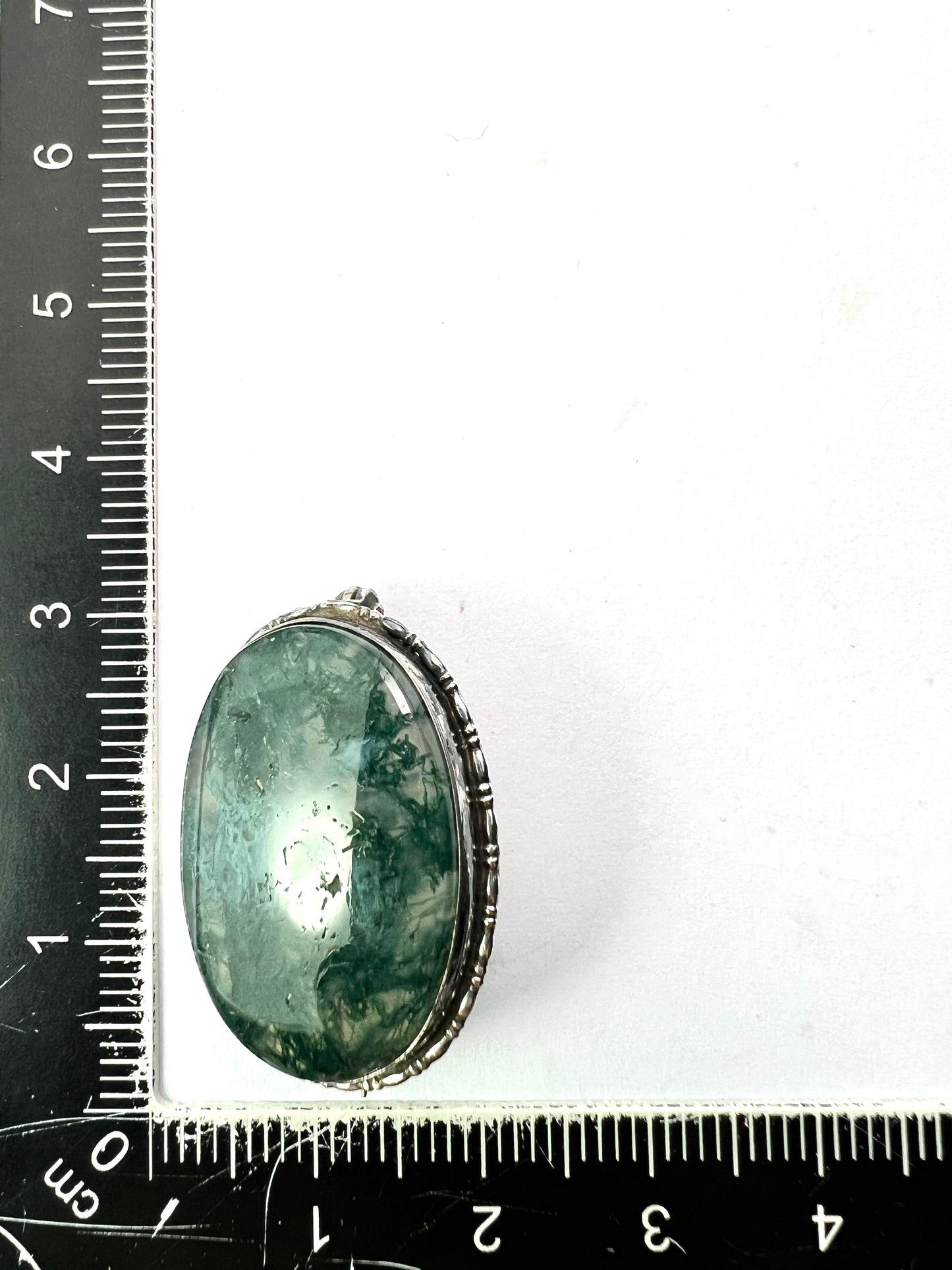 Antique Sterling Silver Moss Agate Brooch