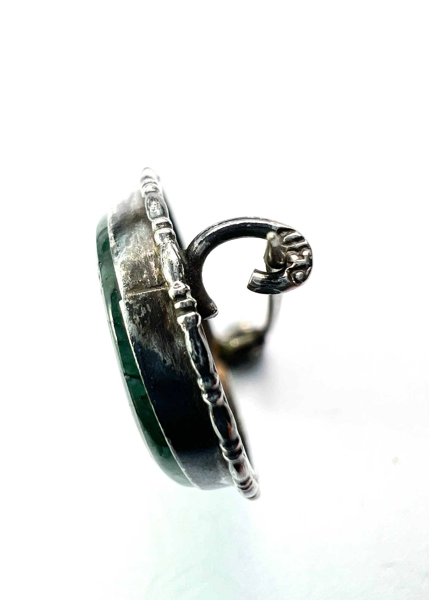 Antique Sterling Silver Moss Agate Brooch