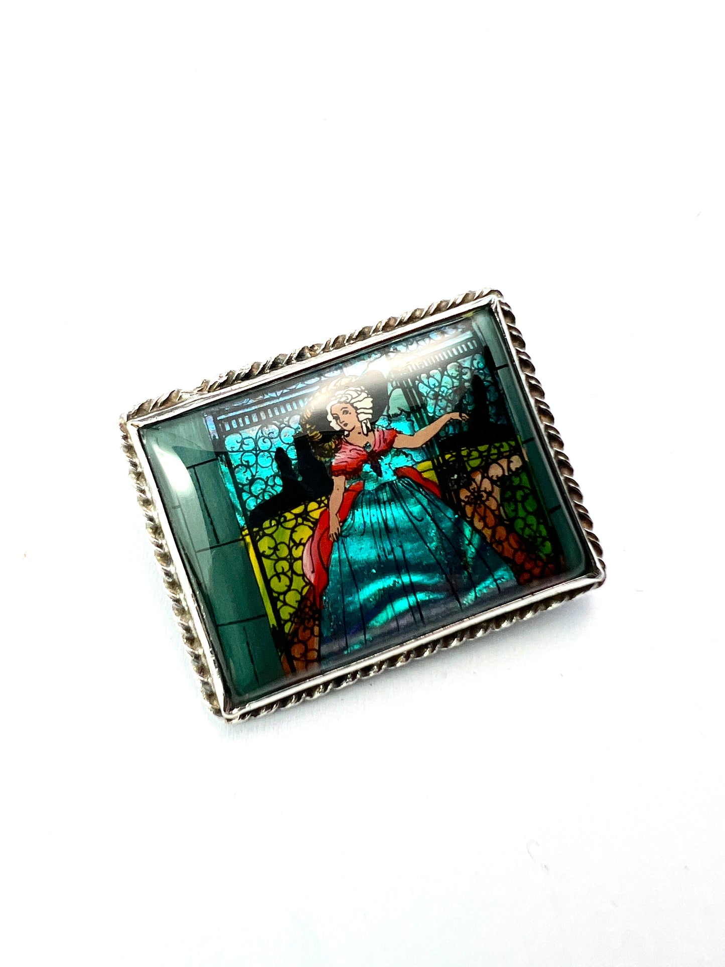 Art Deco Silver Crinoline Lady Butterfly Wing Brooch