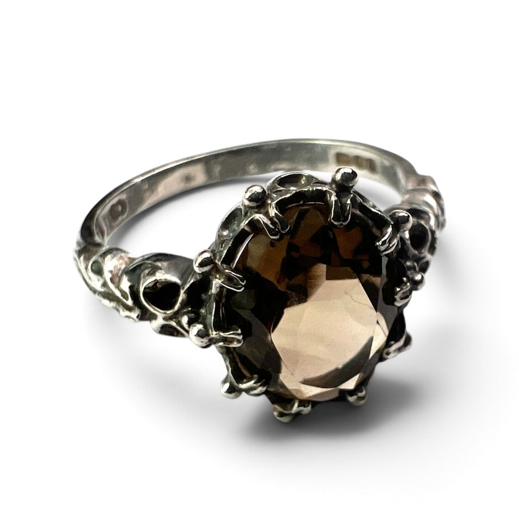 Vintage 1975 Smoky Quartz Silver Ring