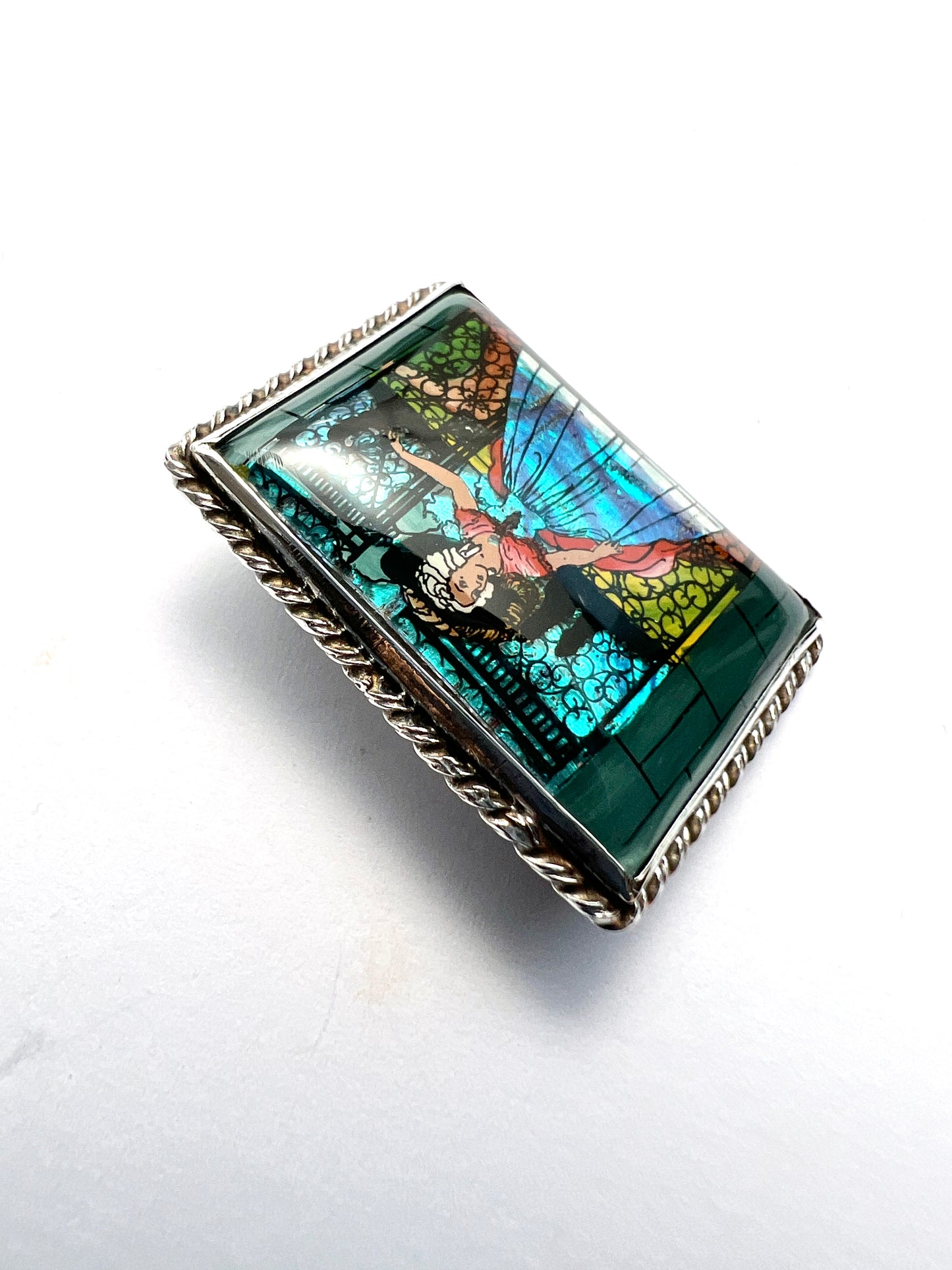 Art Deco Silver Crinoline Lady Butterfly Wing Brooch