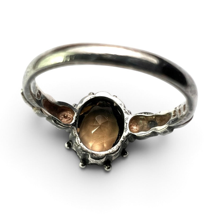 Vintage 1975 Smoky Quartz Silver Ring