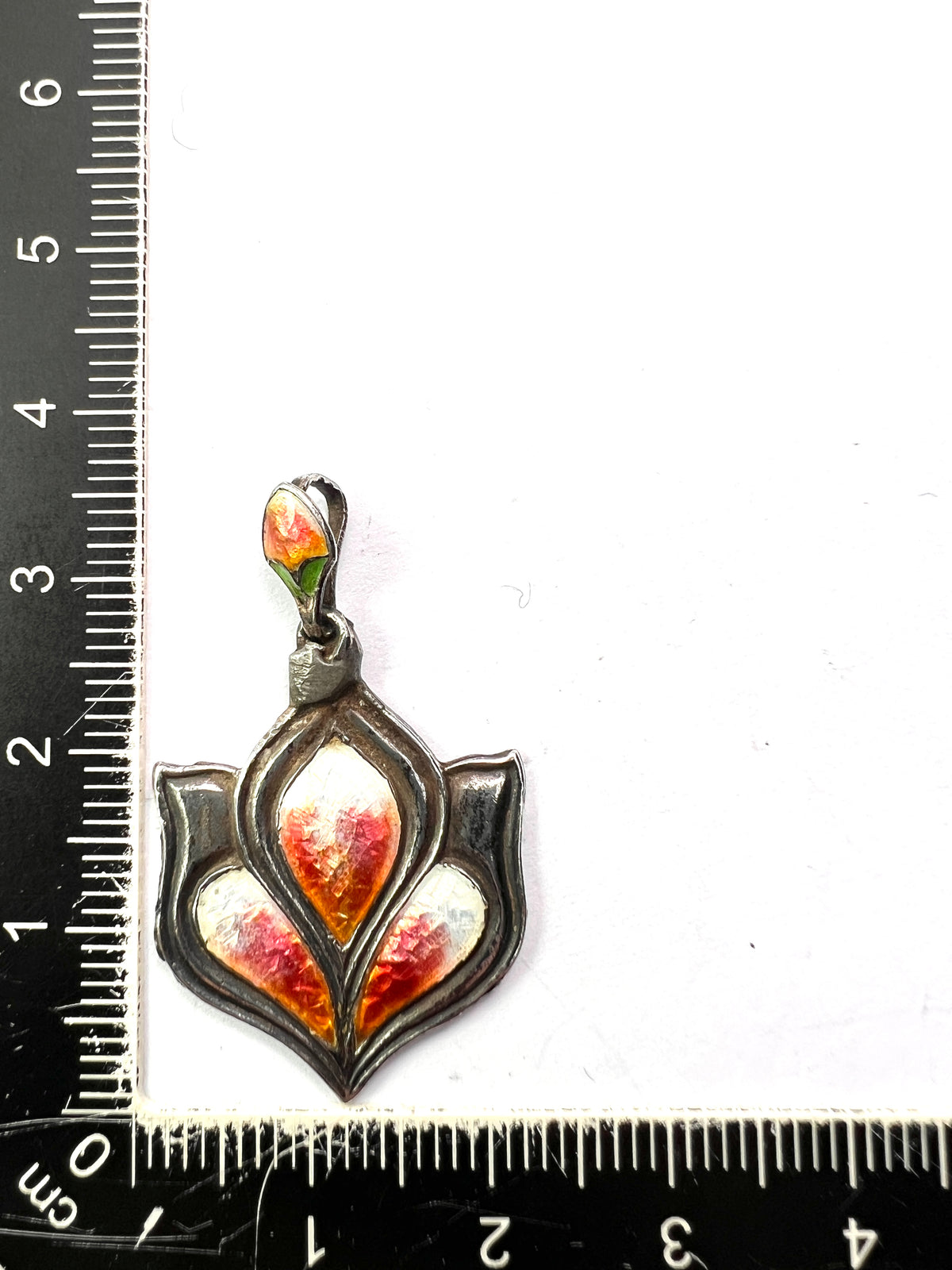 Art Nouveau Arts and Crafts Enamel Tulip Pendant
