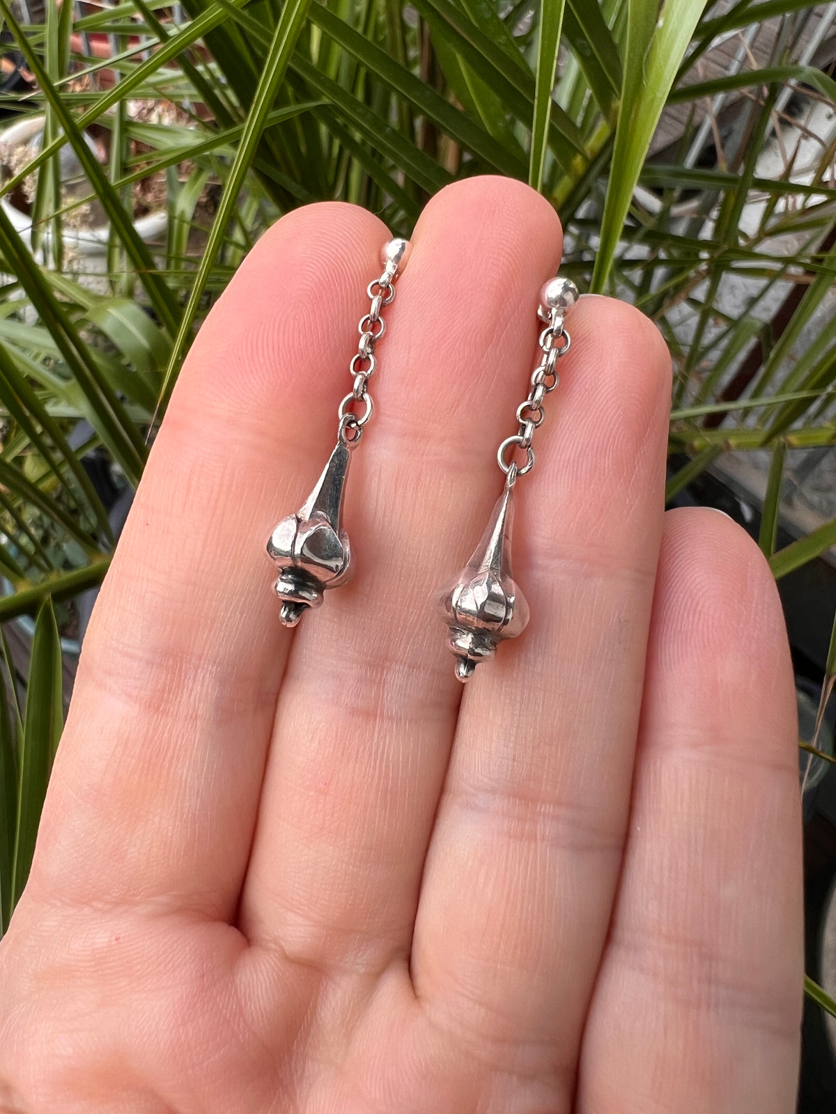 Victorian Sterling Silver Lotus Earrings