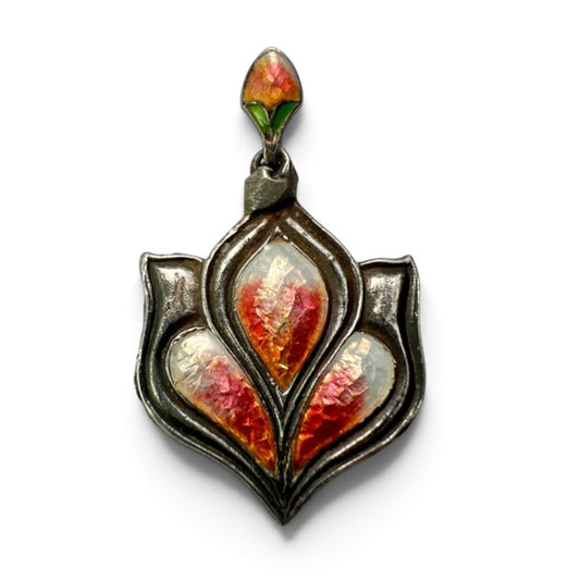 Art Nouveau Arts and Crafts Enamel Tulip Pendant