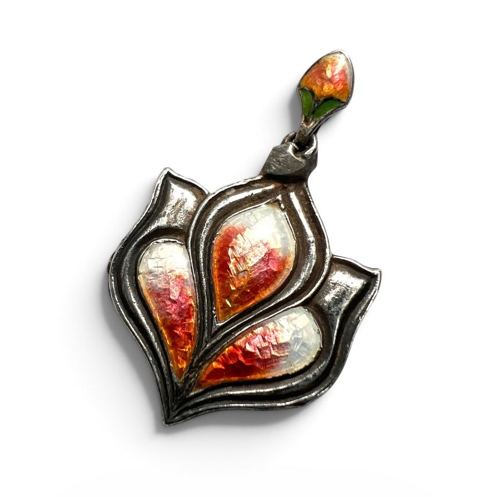 Art Nouveau Arts and Crafts Enamel Tulip Pendant