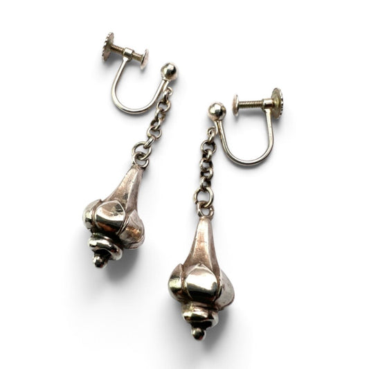 Victorian Sterling Silver Lotus Earrings