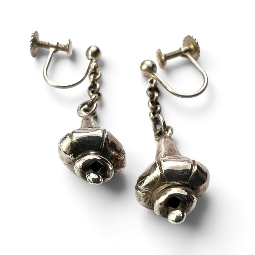 Victorian Sterling Silver Lotus Earrings