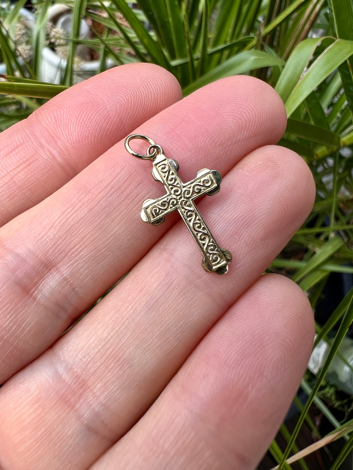 Small Vintage Rolled Gold Fancy Cross Pendant