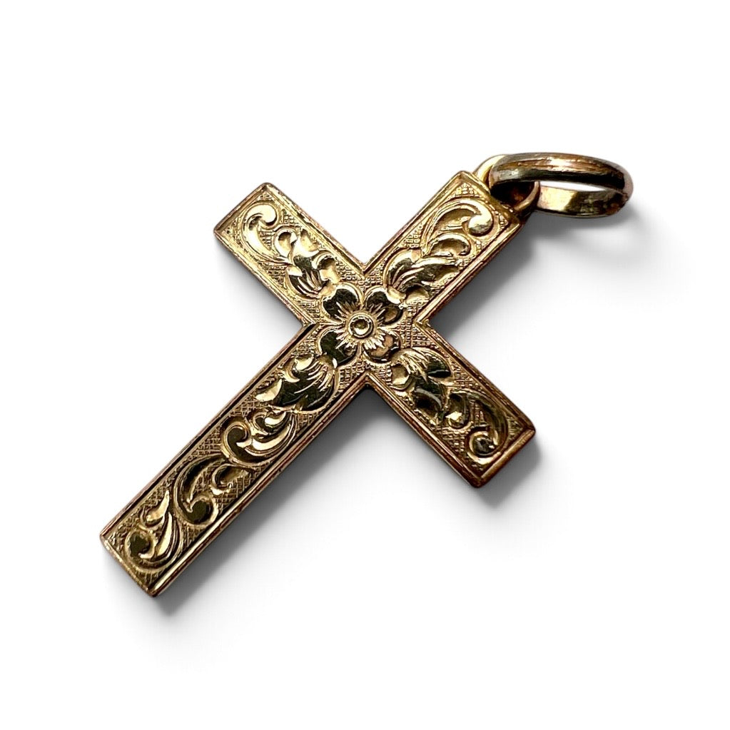 Victorian Rolled Gold Cross Pendant by Kollar & Jourdan