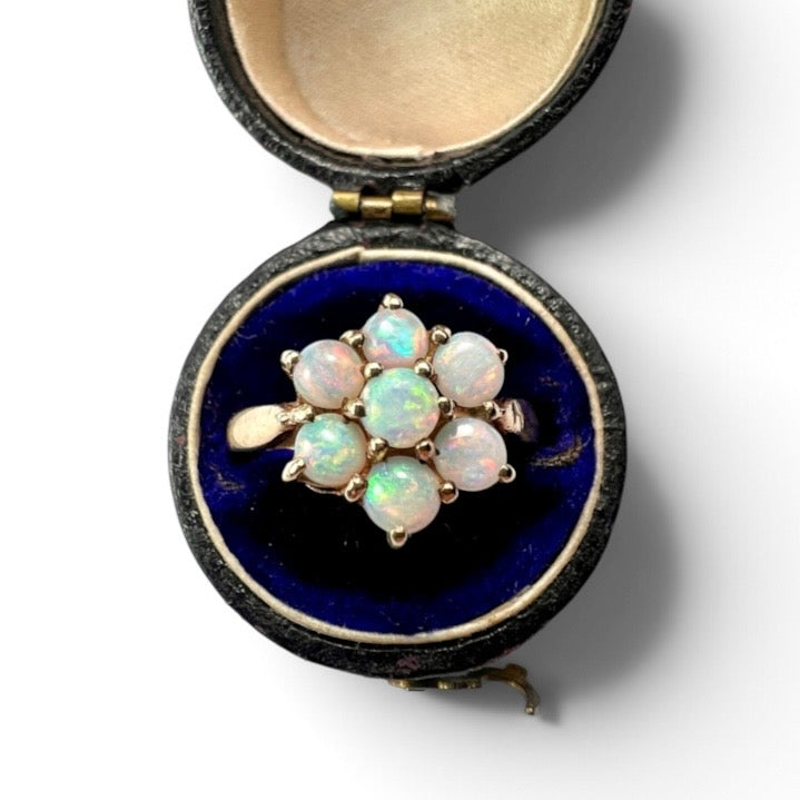 Vintage 9CT Gold Opal Cluster Ring
