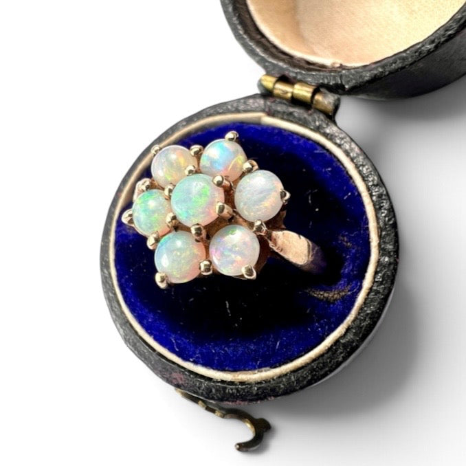 Vintage 9CT Gold Opal Cluster Ring