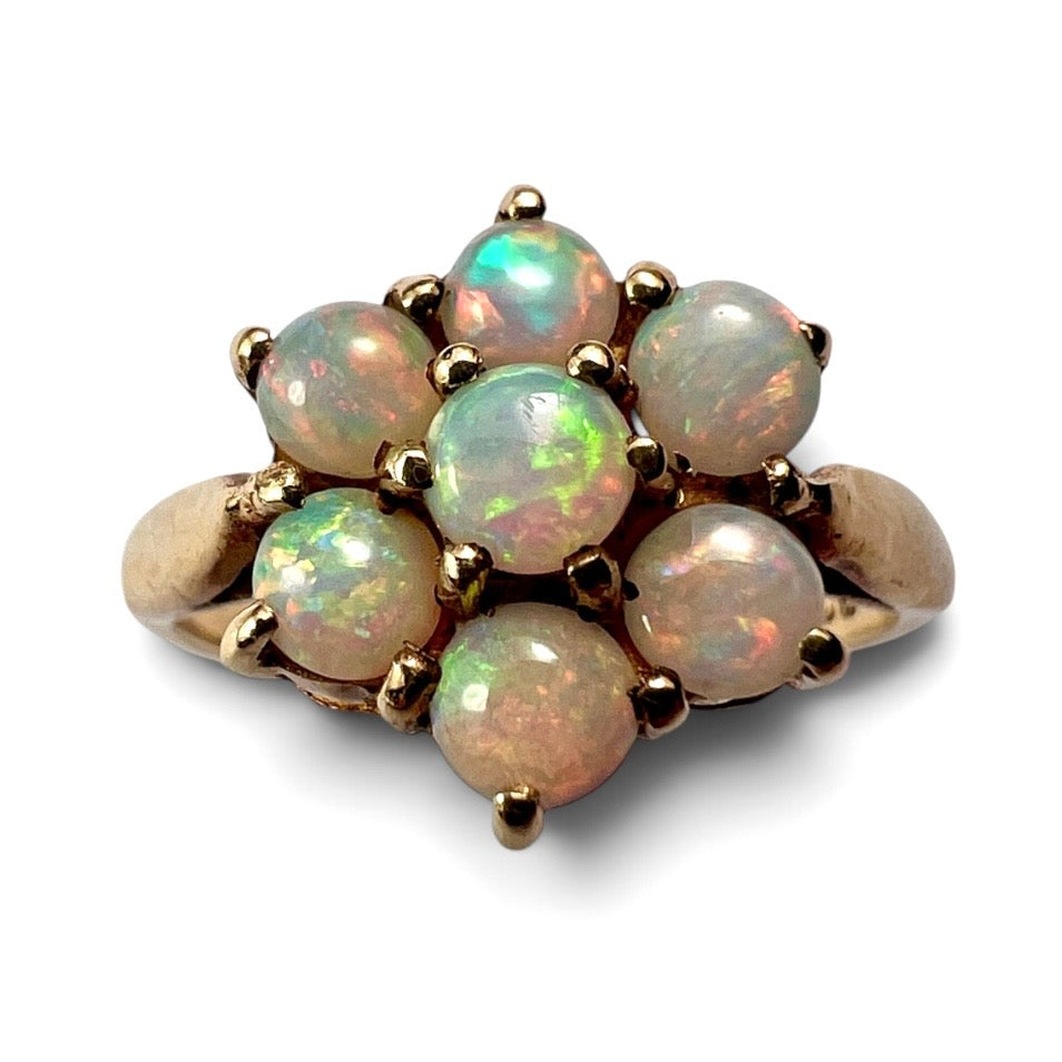 Vintage 9CT Gold Opal Cluster Ring