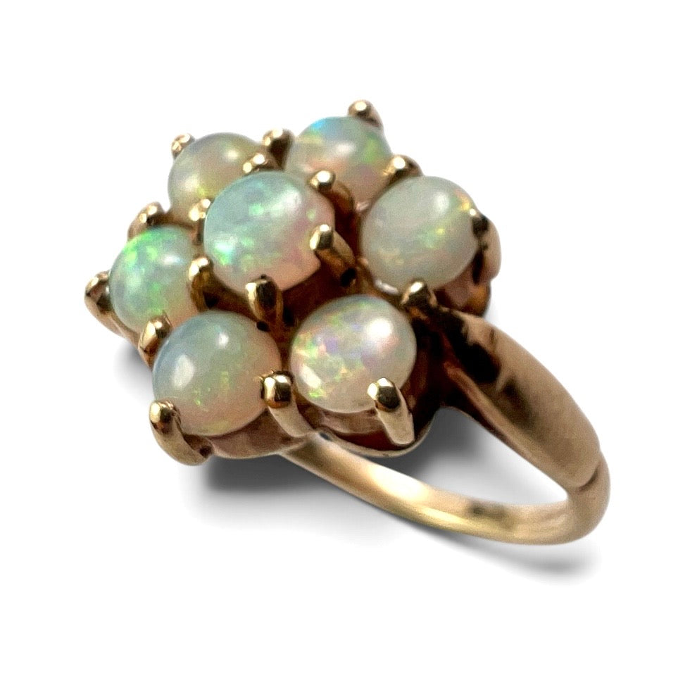 Vintage 9CT Gold Opal Cluster Ring
