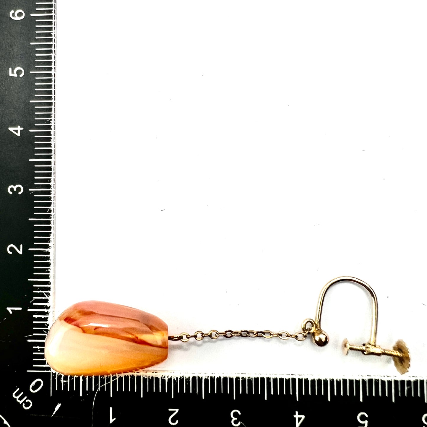 Antique 9CT Gold Agate Chain Drop Earrings