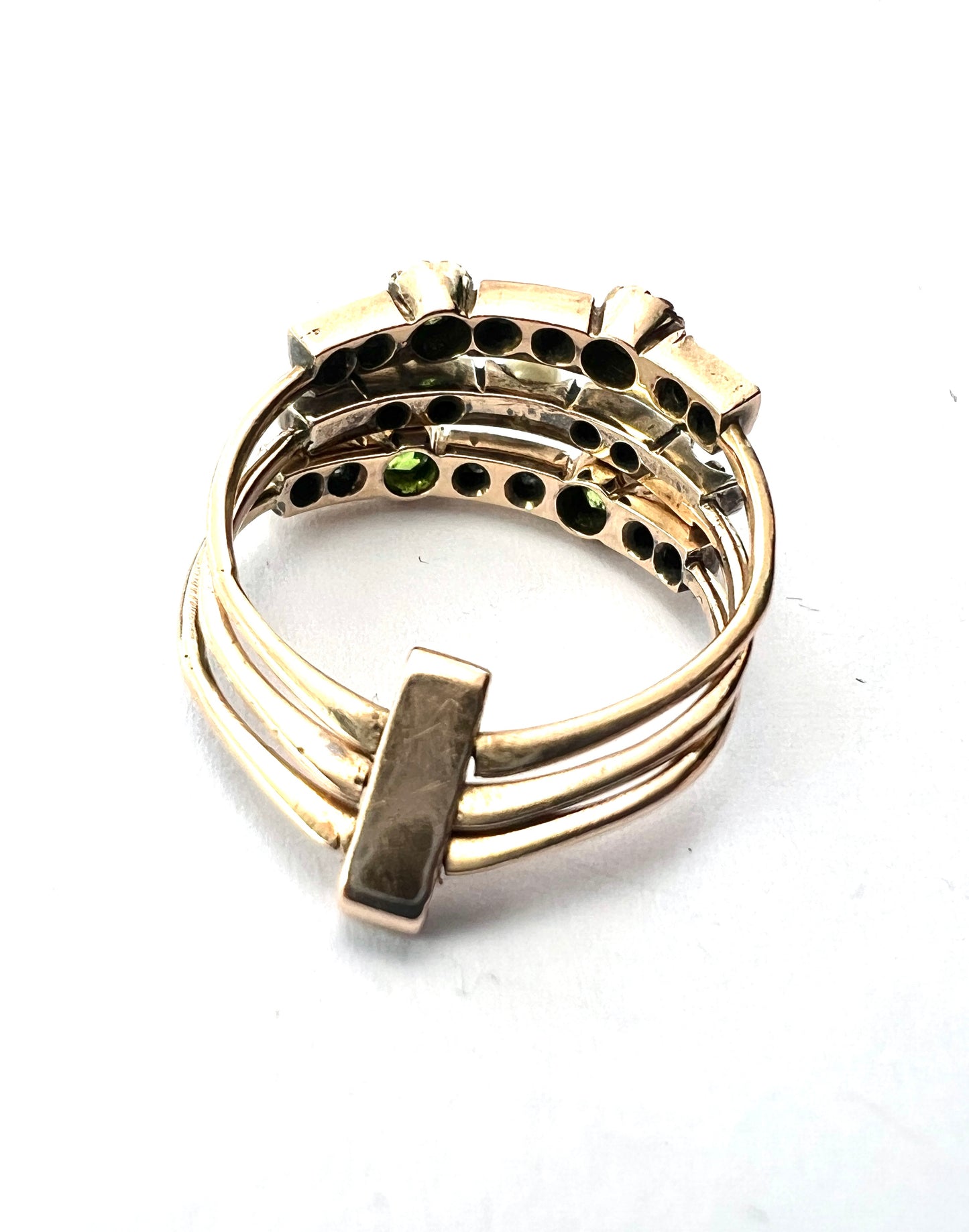 Edwardian Diamond Gemstone 14CT Gold and Silver Harem Ring