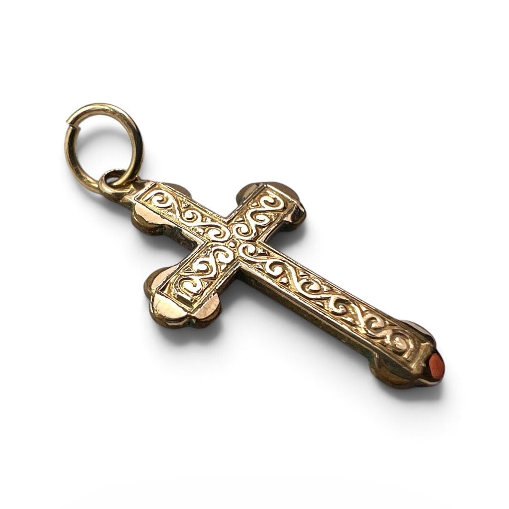 Small Vintage Rolled Gold Fancy Cross Pendant