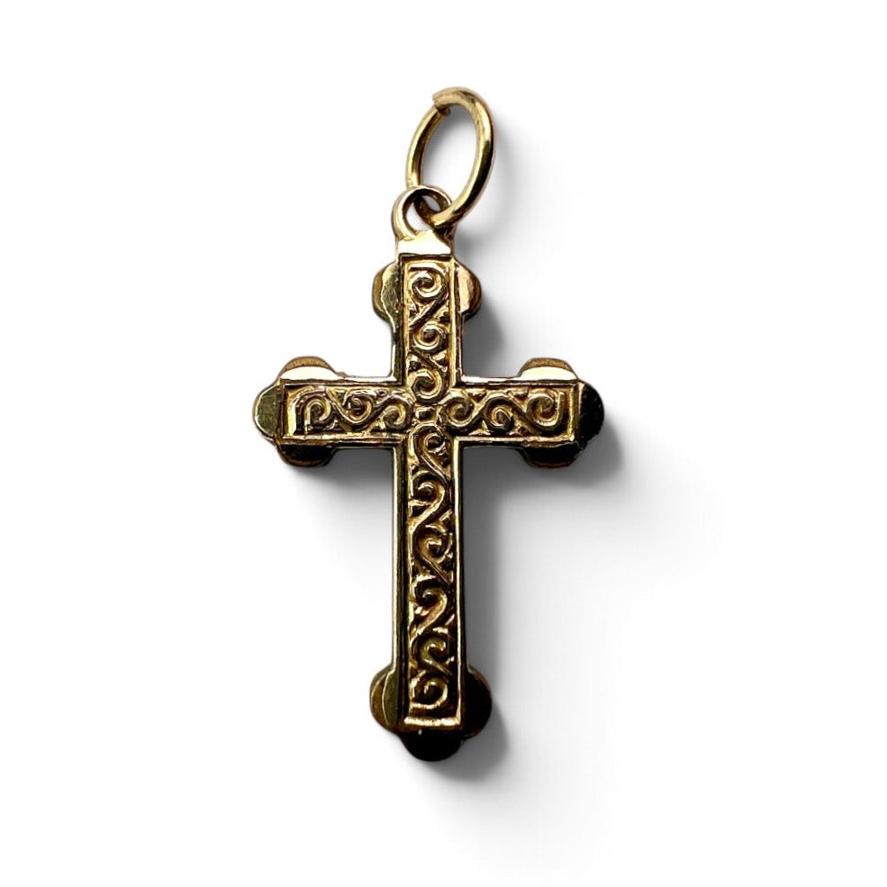 Small Vintage Rolled Gold Fancy Cross Pendant