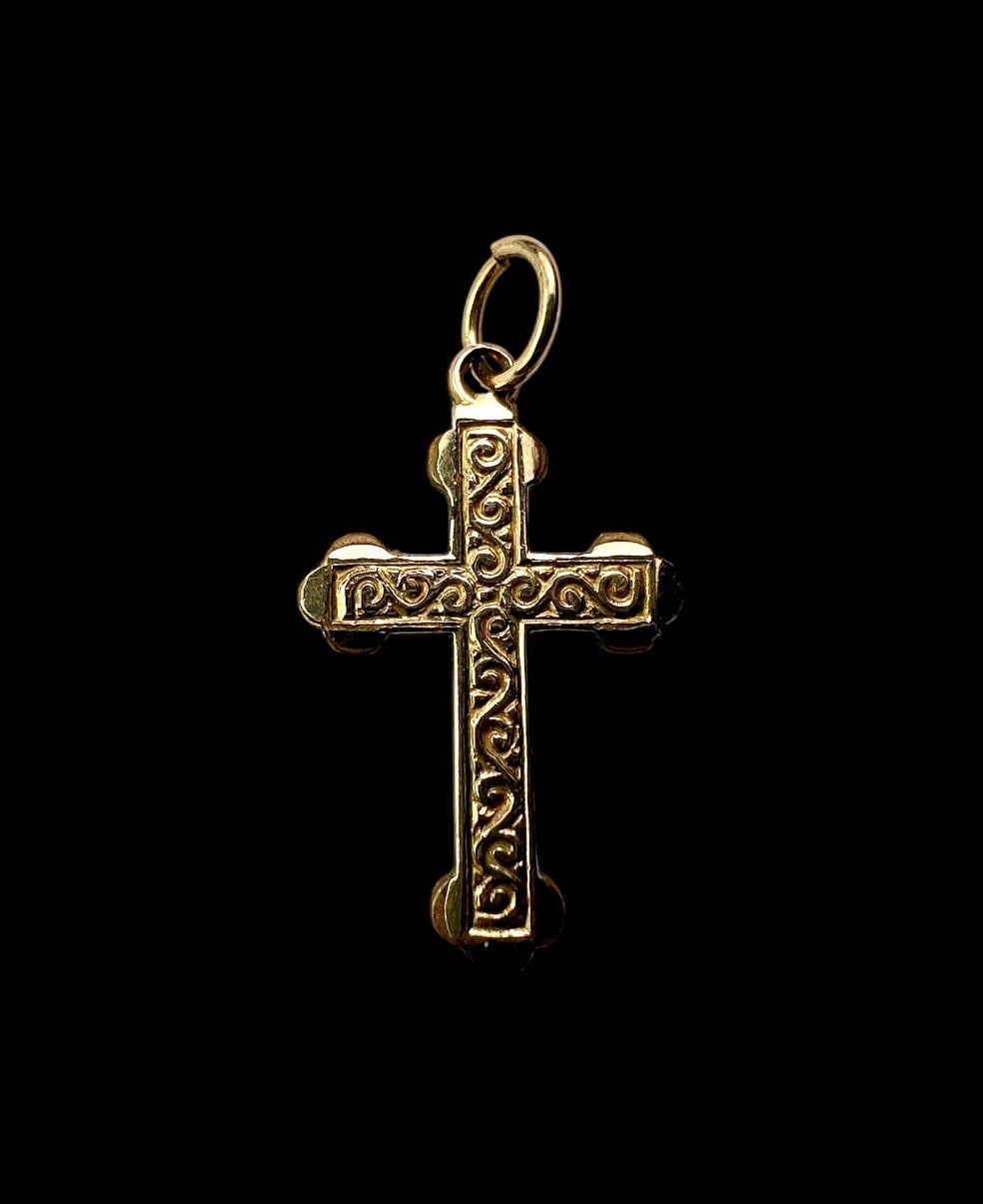 Small Vintage Rolled Gold Fancy Cross Pendant