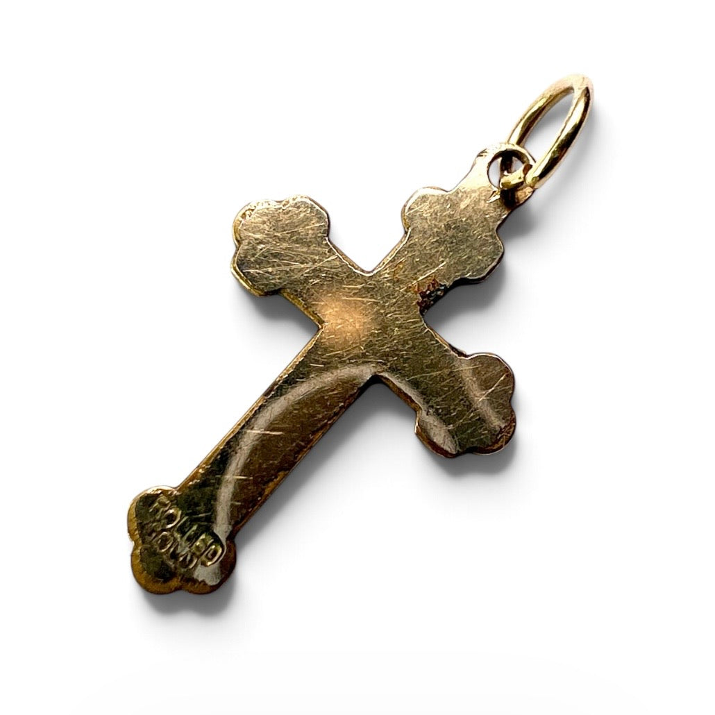 Small Vintage Rolled Gold Fancy Cross Pendant