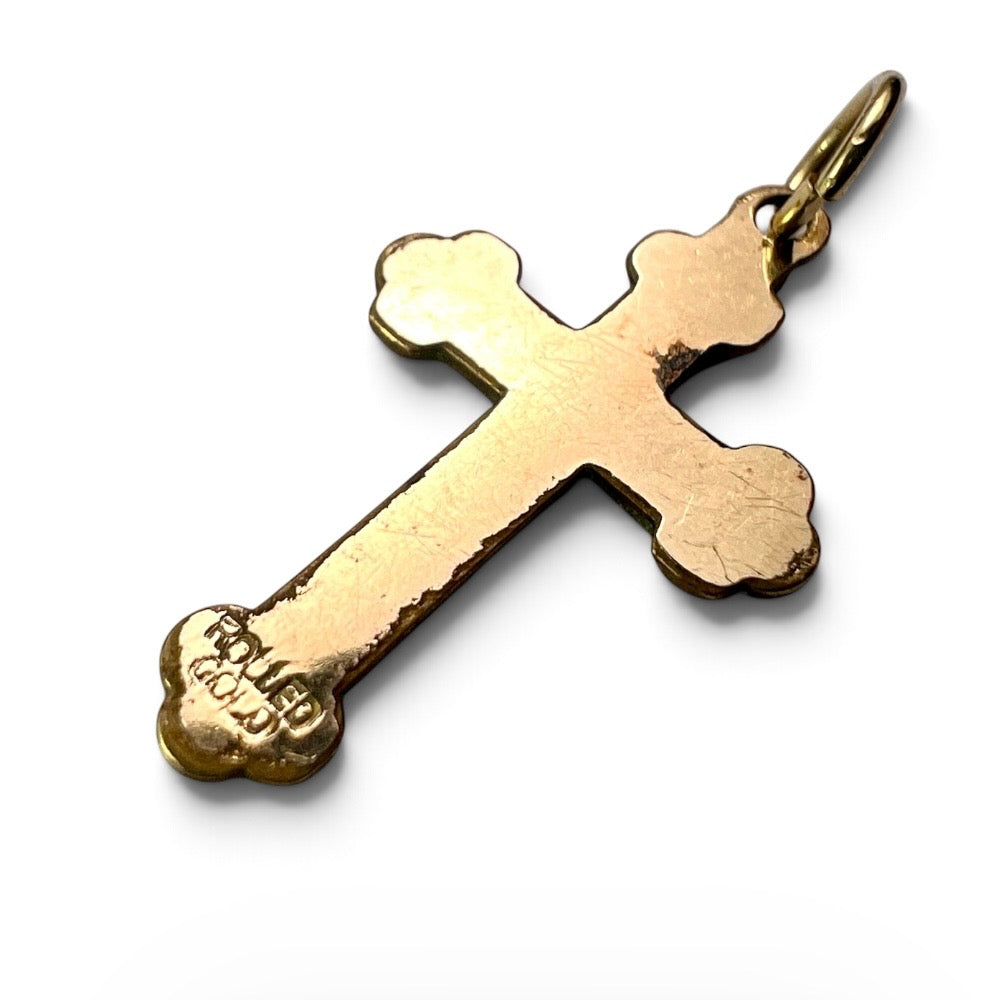 Small Vintage Rolled Gold Fancy Cross Pendant
