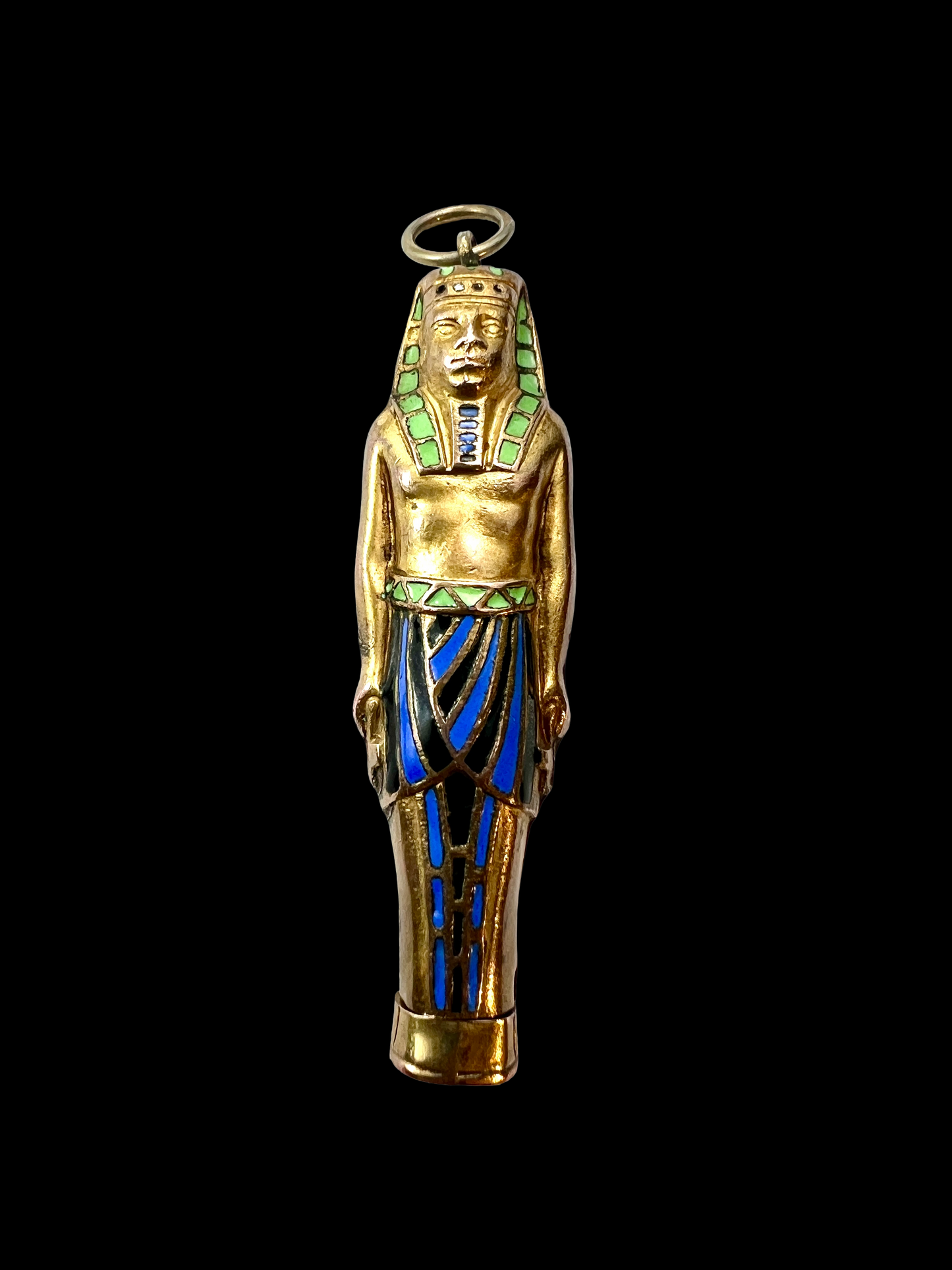Large Antique Egyptian Sarcophagus Pharaoh Enamelled Propelling Pencil Pendant