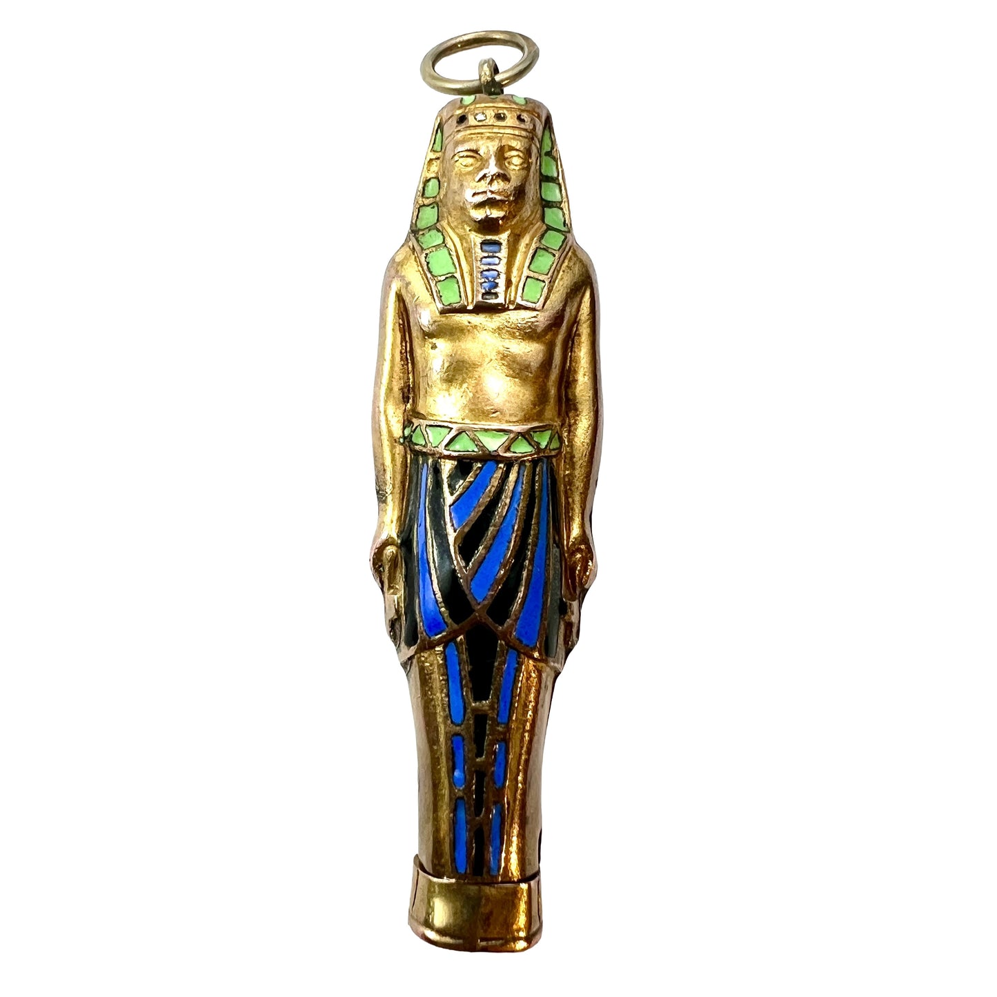 Large Antique Egyptian Sarcophagus Pharaoh Enamelled Propelling Pencil Pendant