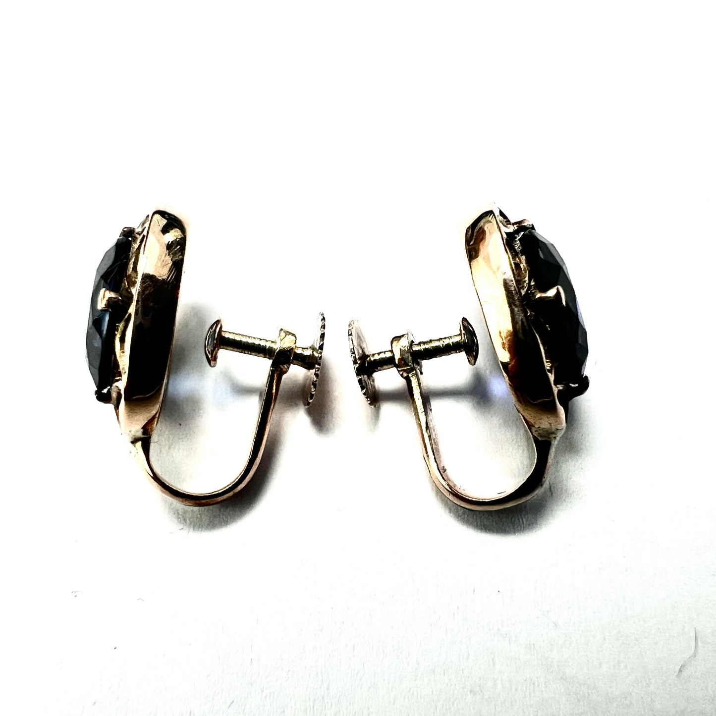 Vintage 9CT Gold Sapphire Screwback Earrings