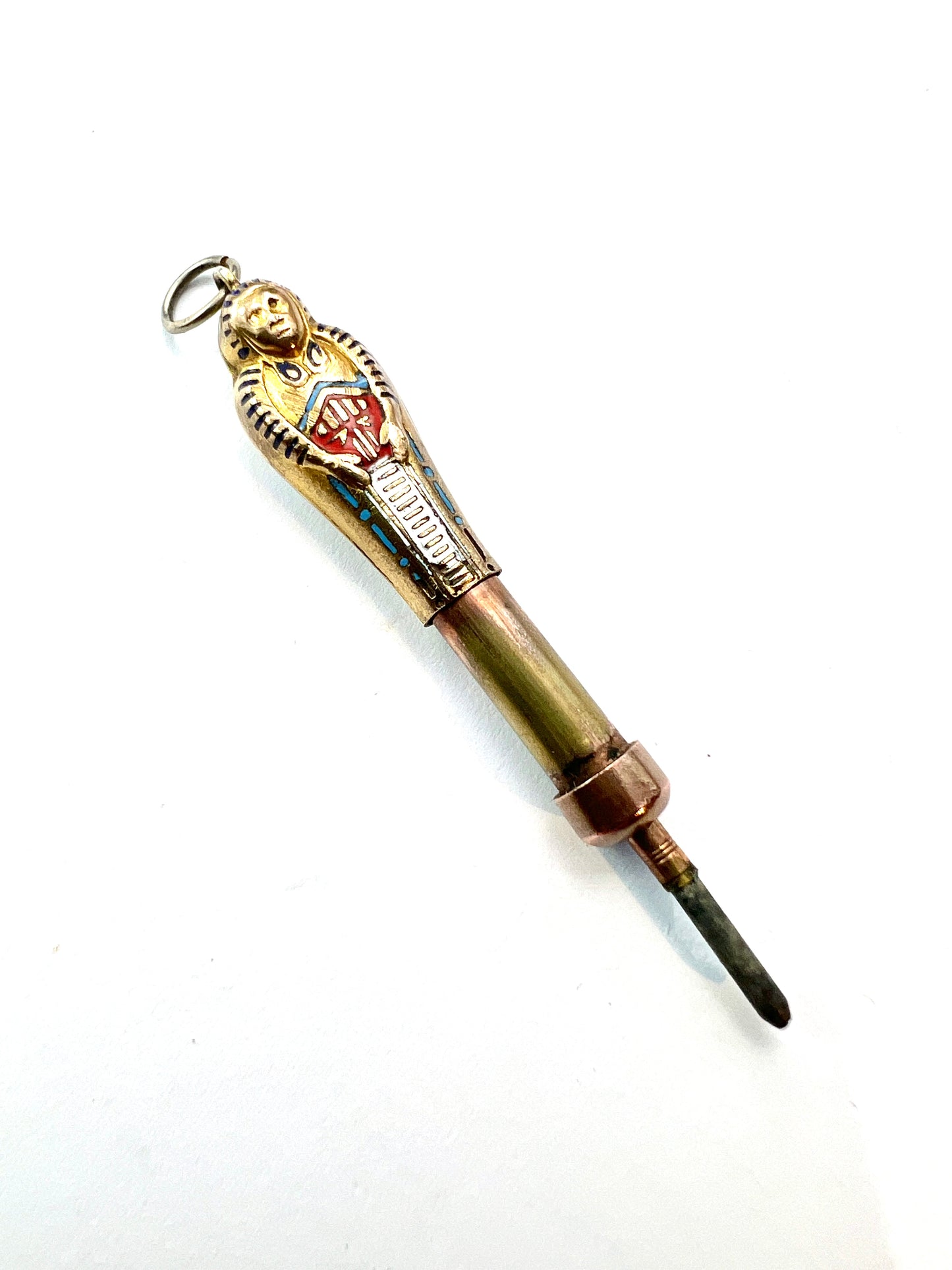 Small Antique Egyptian Sarcophagus Pharaoh Propelling Pencil Pendant