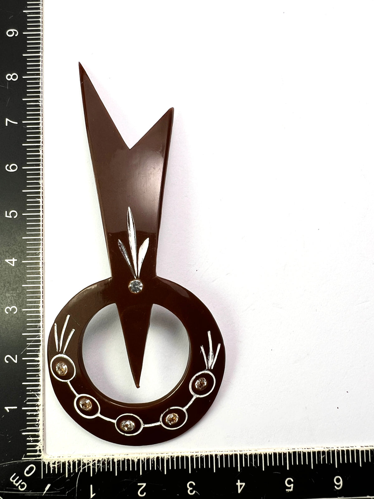 Art Deco Celluloid Paste Comet Brooch
