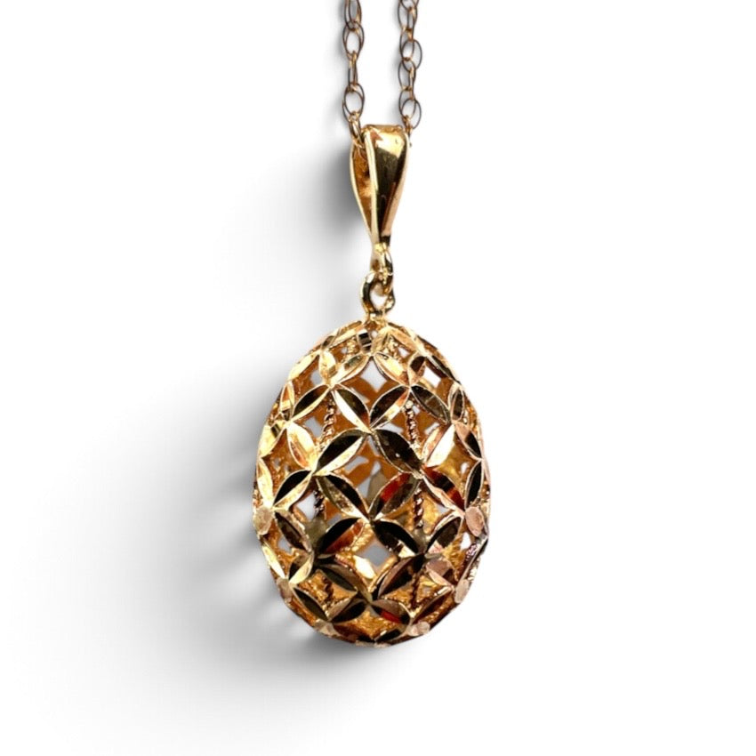 Vintage 9CT Gold Egg Pendant Necklace