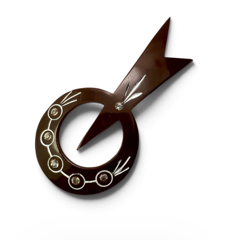 Art Deco Celluloid Paste Comet Brooch