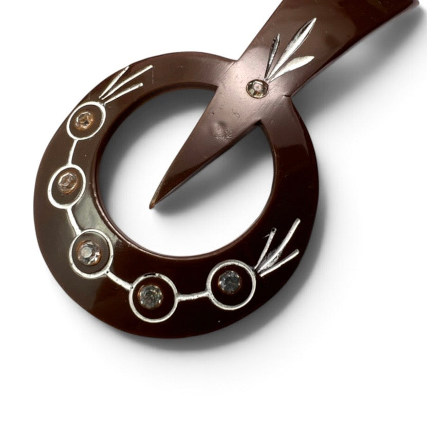 Art Deco Celluloid Paste Comet Brooch