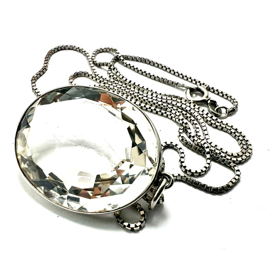 Arts and Crafts Rock Crystal Silver Pendant